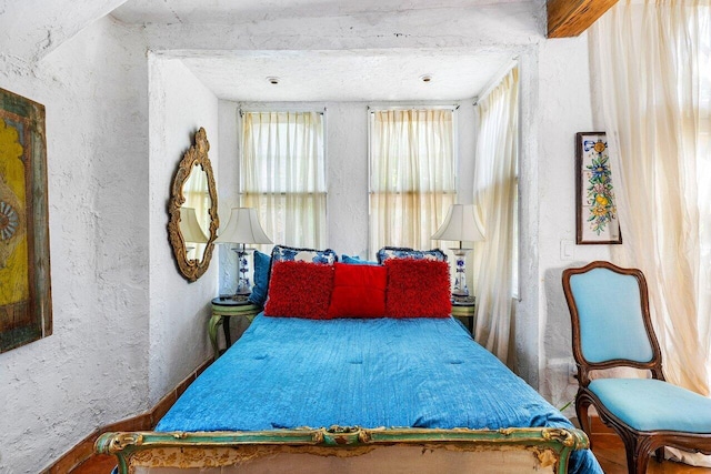 bedroom featuring a textured ceiling