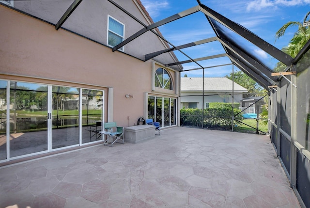 unfurnished sunroom with vaulted ceiling