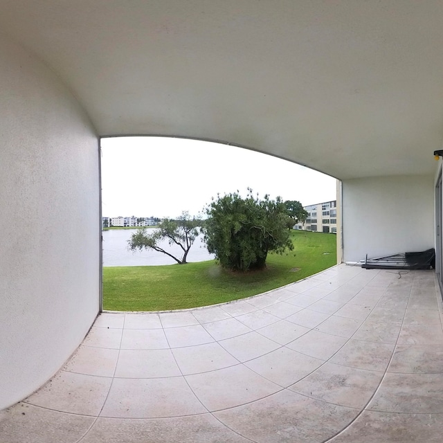 view of patio / terrace featuring a water view