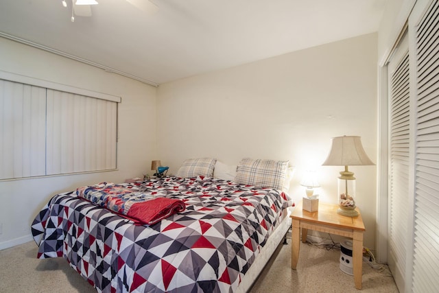 901 N Birch Rd Unit D6, Fort Lauderdale, FL 33304 - bedroom featuring a closet and ceiling fan