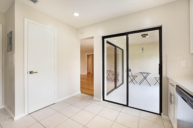 interior space featuring light tile patterned flooring