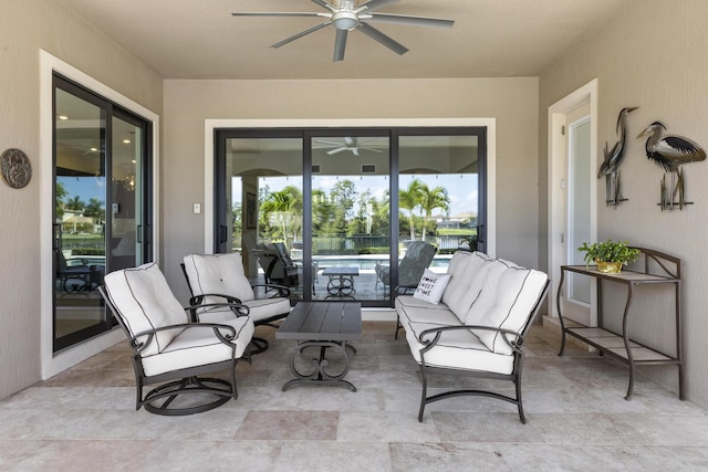 view of patio / terrace featuring outdoor lounge area and ceiling fan