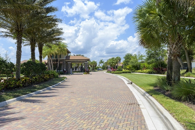 view of home's community with a lawn