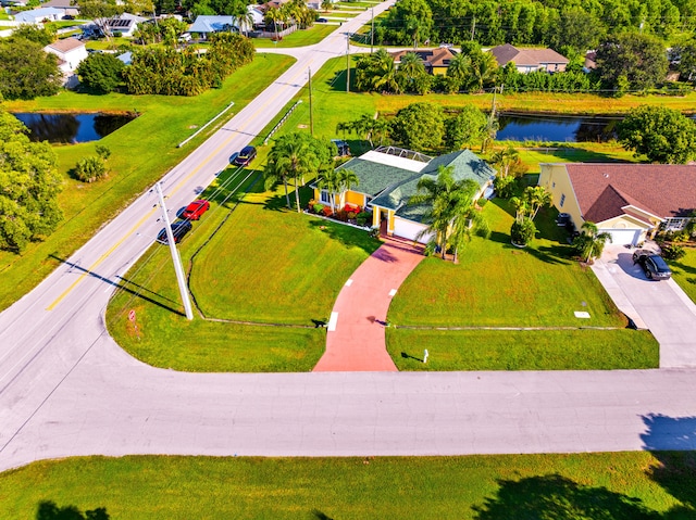 bird's eye view featuring a water view