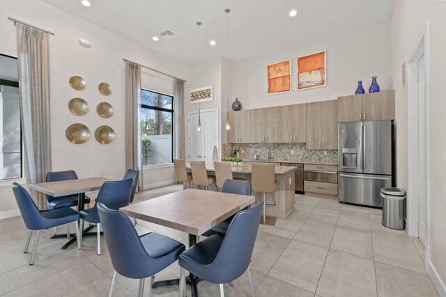 view of tiled dining space