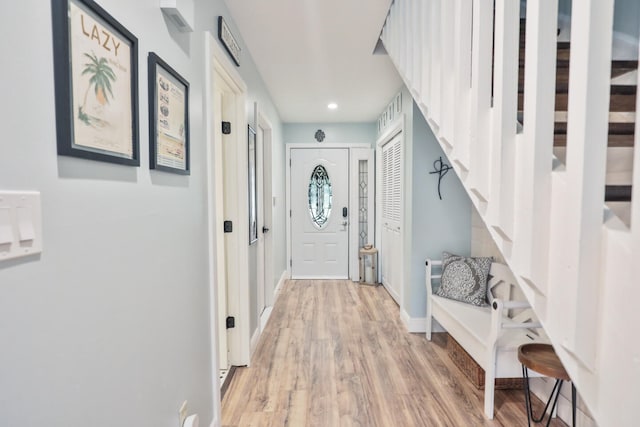 entryway featuring light hardwood / wood-style flooring