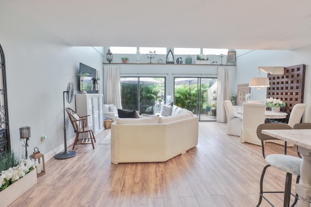 living room with light wood-type flooring