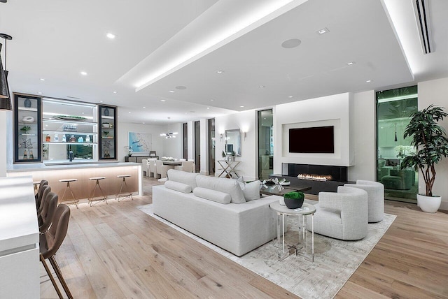 living room featuring light wood-type flooring