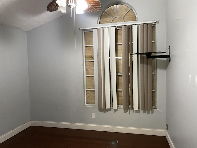 interior space featuring hardwood / wood-style floors and ceiling fan