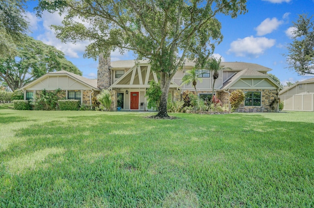 view of front of home with a front yard