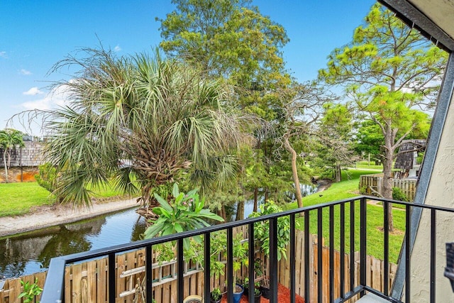 balcony with a water view