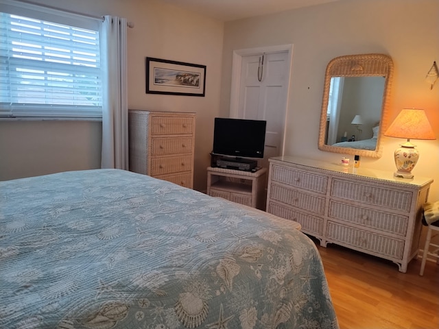 bedroom with wood-type flooring