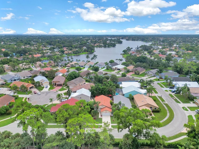 bird's eye view featuring a water view