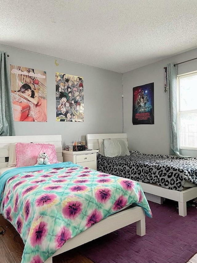 bedroom with a textured ceiling