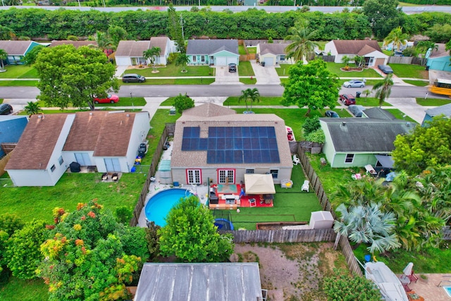 drone / aerial view with a residential view