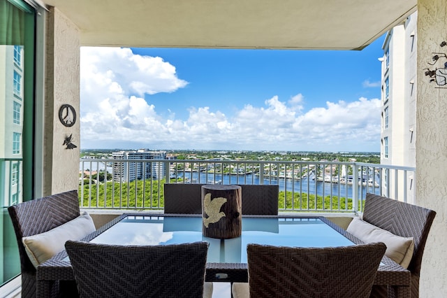 balcony with a water view