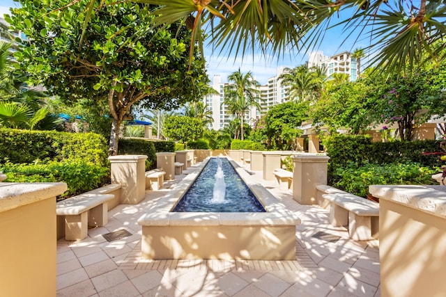 view of swimming pool featuring a patio area