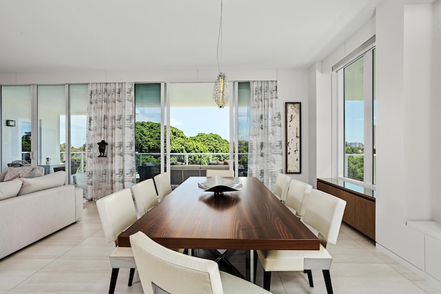 view of tiled dining room