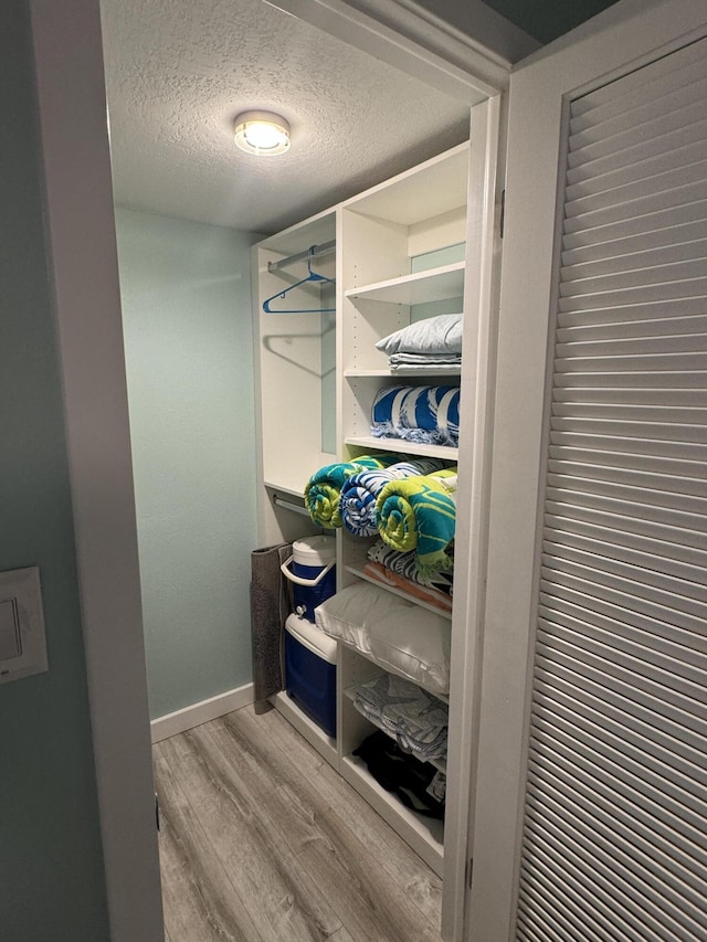 spacious closet with light hardwood / wood-style flooring