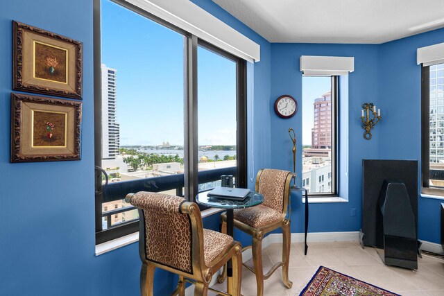 view of tiled dining space