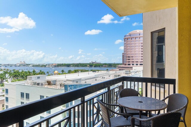 balcony with a water view