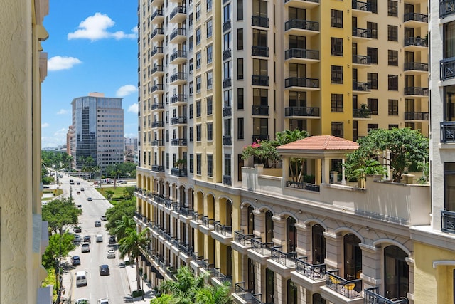 view of building exterior with a view of city