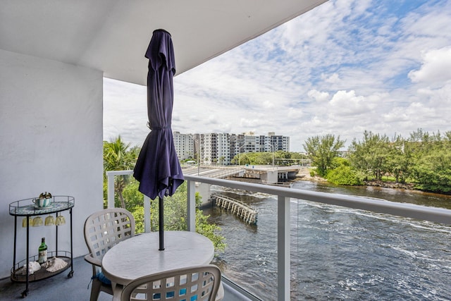 balcony with a water view