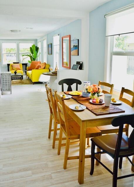 dining room with light wood-type flooring