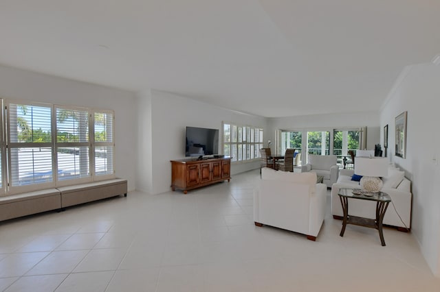 view of tiled living room