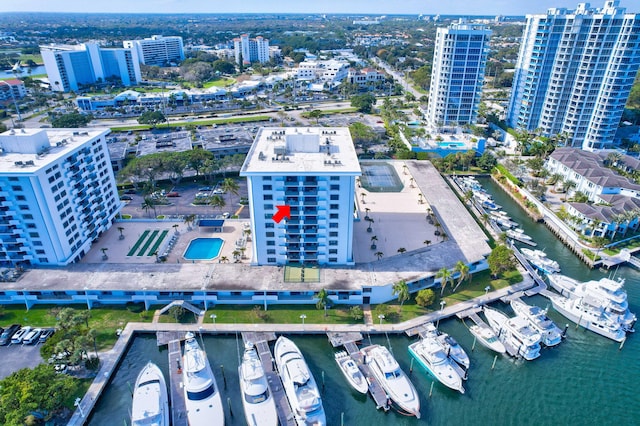 bird's eye view featuring a water view