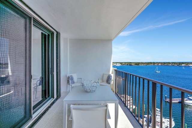 balcony with a water view