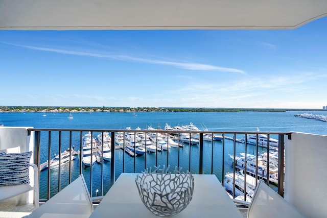 balcony with a water view