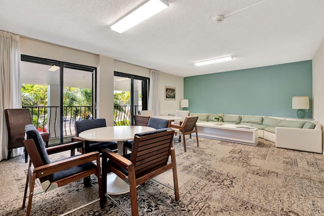 dining area featuring a textured ceiling