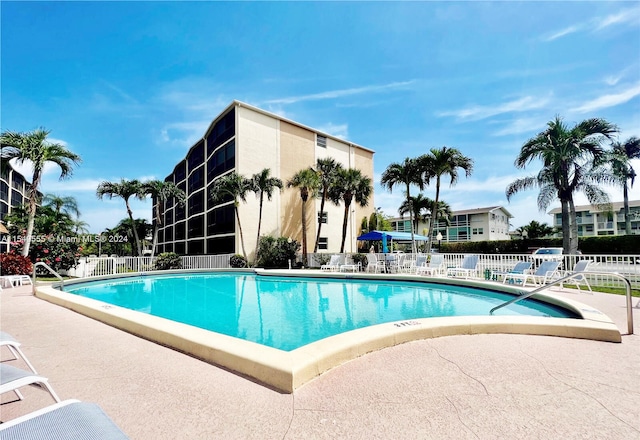 view of swimming pool featuring a patio