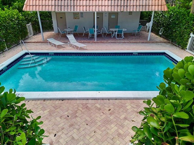 view of pool featuring a patio area