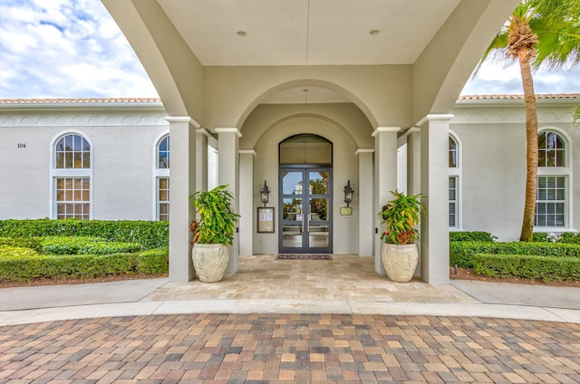 property entrance with french doors