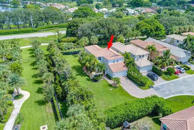 bird's eye view with a residential view