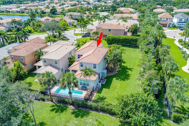 bird's eye view with a residential view