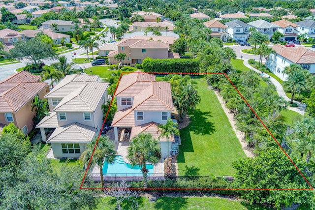 bird's eye view with a residential view