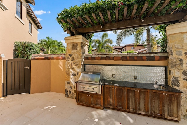 view of patio / terrace featuring sink, a grill, and exterior kitchen