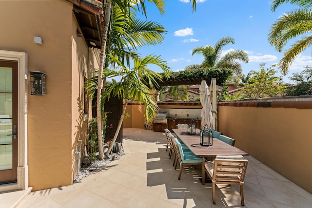 view of patio / terrace with a grill and exterior kitchen