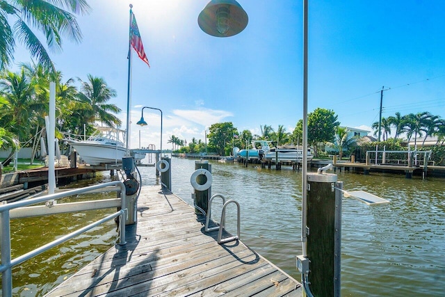 dock area featuring a water view