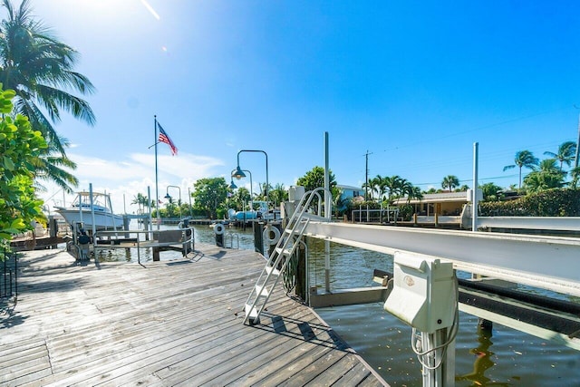 view of dock featuring boat lift