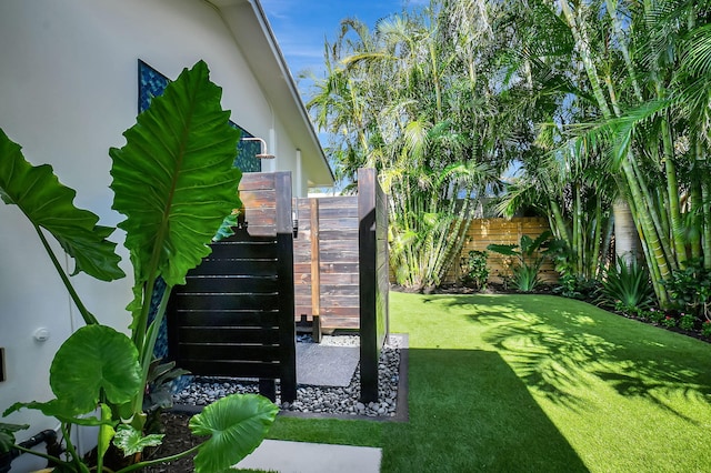 view of yard featuring fence