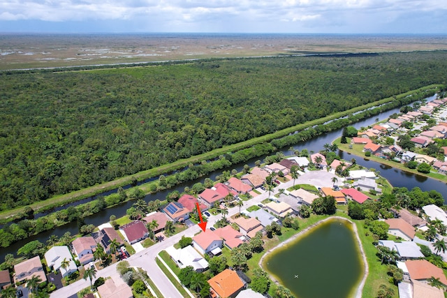 bird's eye view featuring a water view