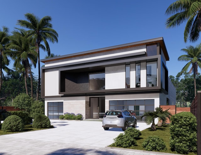 modern home featuring a garage