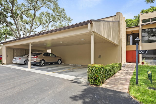 view of covered parking lot