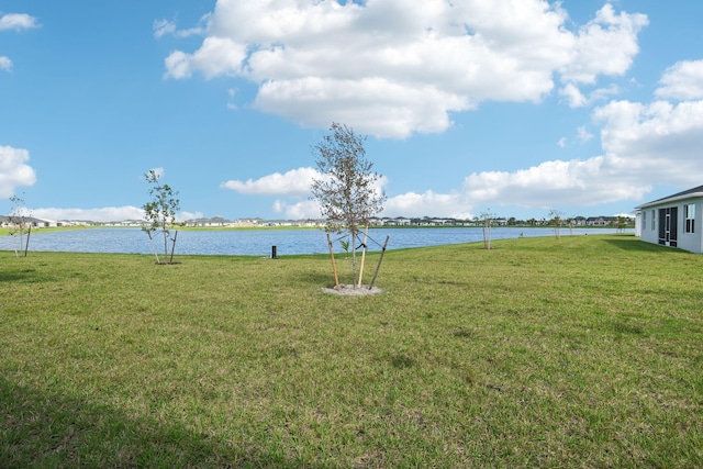 view of yard featuring a water view