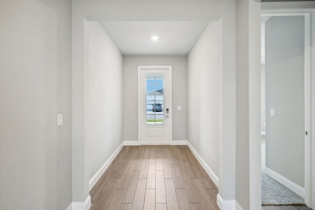 entryway with light wood-type flooring