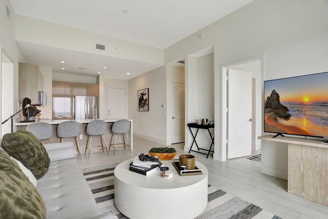 living room with light wood-type flooring